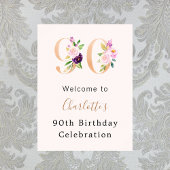 Pfirsichrosa Flora Nr. 90. Geburtstag Poster