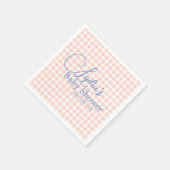 Pfirsichrosa Gingham-Karo-Peel-and-Stick-Tapete Serviette (Ecke)