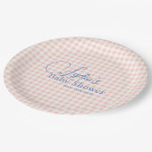 Pfirsichrosa Gingham-Karo-Peel-and-Stick-Wallpaper Pappteller (Schrägansicht)