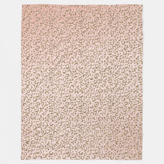Pfirsichrosa Glitzer Gold Leopard Print        Fleecedecke (Vorderseite)