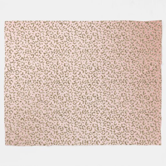 Pfirsichrosa Glitzer Gold Leopard Print        Fleecedecke (Vorderseite (Horizontal))