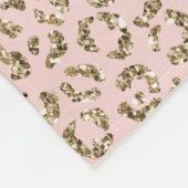 Pfirsichrosa Glitzer Gold Leopard Print        Fleecedecke (Ecke)