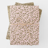 Pfirsichrosa Glitzer Gold Leopard Print        Geschenkpapier Set (Beispiel)