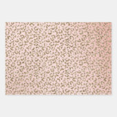Pfirsichrosa Glitzer Gold Leopard Print        Geschenkpapier Set (Vorderseite)