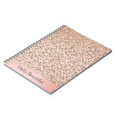 Pfirsichrosa Glitzer Gold Leopard Print Notizblock (Linke Seite)