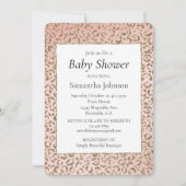 Pfirsichrosa Glitzer Gold Leopard Printwerbung Einladung (Vorderseite)