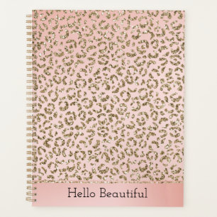Pfirsichrosa Glitzer Gold Leopard Printwerbung    Planer