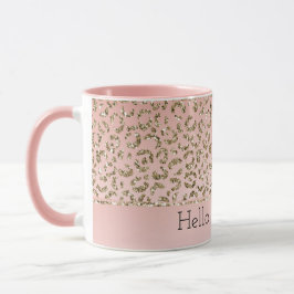 Pfirsichrosa Glitzer Gold Leopard Printwerbung    Tasse