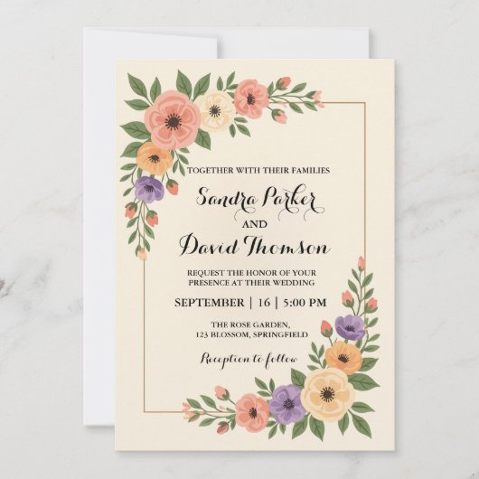 Pfirsichrosa Lavendel Wasserfarbe Romantische Hoch Einladung (Vorderseite)