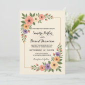 Pfirsichrosa Lavendel Wasserfarbe Romantische Hoch Einladung (Stehend Vorderseite)