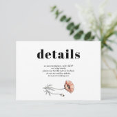 Pfirsichrosa Mohn Blume QR Hochzeitsdetails Begleitkarte (Stehend Vorderseite)