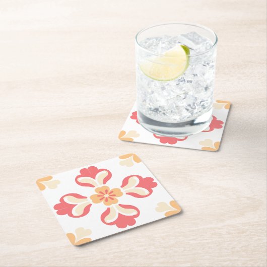 Pfirsichrosa Rechteckiger Pappuntersetzer (Vor Ort)