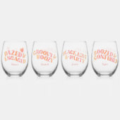 Pfirsichrosa Retro getanzt und Verlobt Weinglas Ohne Stiel (Hinten)