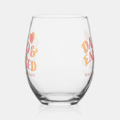 Pfirsichrosa Retro getanzt und Verlobt Weinglas Ohne Stiel (Links)