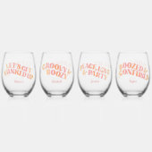 Pfirsichrosa Retro Girls Trip Weinglas Ohne Stiel (Vorderseite)