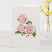 Pfirsichrosa Rosenkarte Karte (Gelbe Blume)