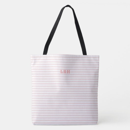 Pfirsichrosa Streifen Klassische Monogramm-Initial Tasche (Vorderseite)