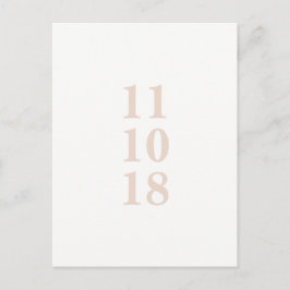 Pfirsichrosa Typografie Save the Date Postkarte