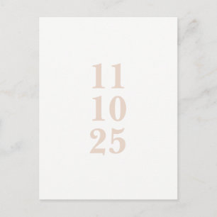 Pfirsichrosa Typografie Save the Date Postkarte