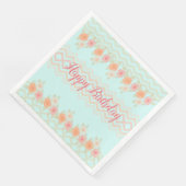 Pfirsichrosa und Aquamarine, blumengeschmückte Serviette (Ecke)