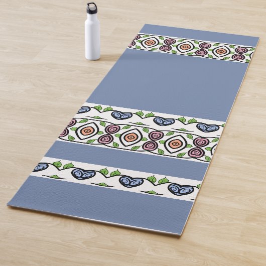 Pfirsichrosa und blauer Streifen Yogamatte (Beispiel)