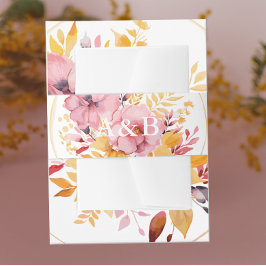 Pfirsichrosa und goldgelbe Mongolenpfeife Einladungsbanderole