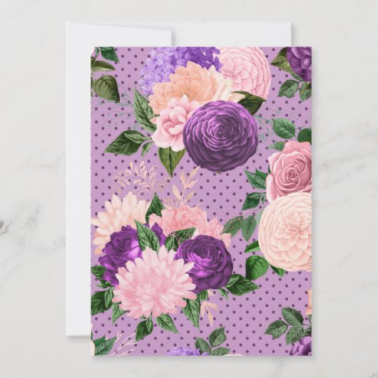 Pfirsichrosa und Lavendel Lila Blumenhochzeit Einladung (Rückseite)