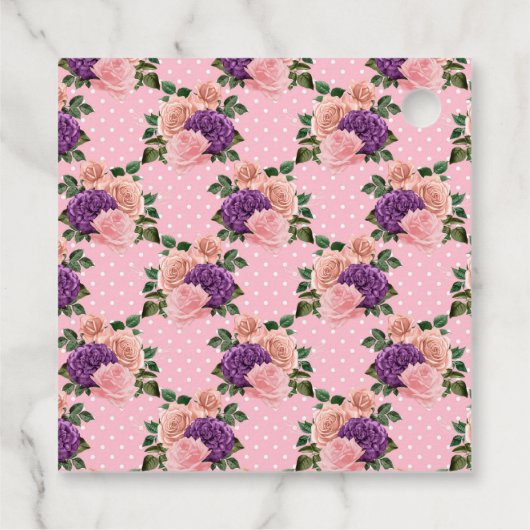 Pfirsichrosa und Lavendel Lila Geschenkanhänger (Rückseite)