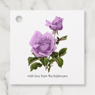 Pfirsichrosa und Lavendelviolett floral Geschenkanhänger