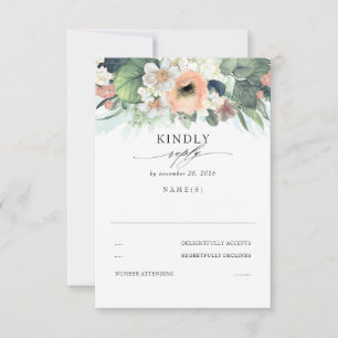 Pfirsichrosa und weiße Blütenhochzeit RSVP