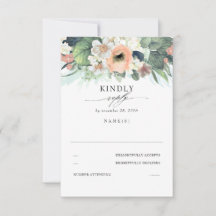 Pfirsichrosa und weiße Blütenhochzeit RSVP
