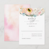 Pfirsichrosa und weiße Blütenhochzeit RSVP Karte (Vorne/Hinten)