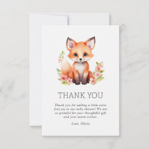 Pfirsichrosa Wald Fuchs Baby Shower Dankeskarte