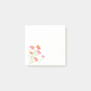 Pfirsichrosa Watercolor-Blumen Post-it Klebezettel
