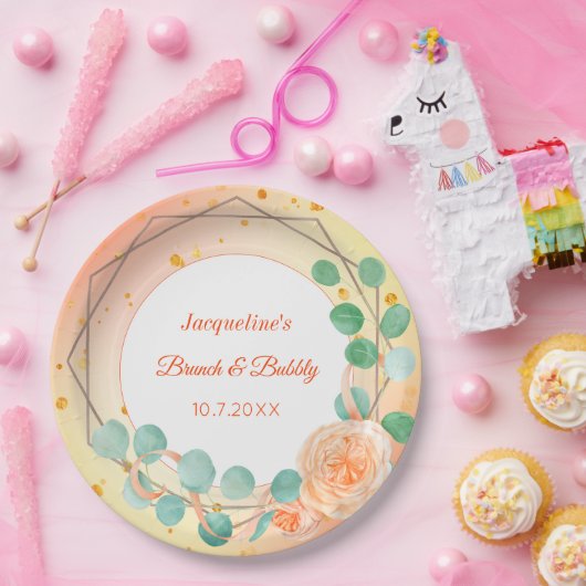 Pfirsichrosa Weißer Brunch Bläschen Pappteller (Party)