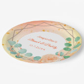 Pfirsichrosa Weißer Brunch Bläschen Pappteller (Schrägansicht)