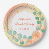 Pfirsichrosa Weißer Brunch Bläschen Pappteller (Vorderseite)