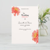 Pfirsichrosafarbene Rosen elegante Hochzeitseinlad Einladung (Stehend Vorderseite)