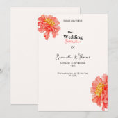 Pfirsichrosafarbene Rosen elegante Hochzeitseinlad Einladung (Vorne/Hinten)