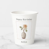 Pfirsichrose im Vasen-Geburtstag Pappbecher (Vorderseite)