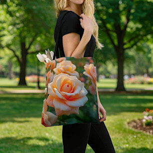 Pfirsichrosen-Bild Nr. 2 Tragetasche Tasche