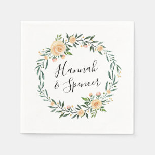 Pfirsichrosen Personalisierte Hochzeit Serviette
