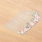 Pfirsichrosenbogen-Hochzeit Acryleinladungen (Ablage )