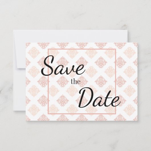 Pfirsichrote Damast Save The Date (Vorderseite)