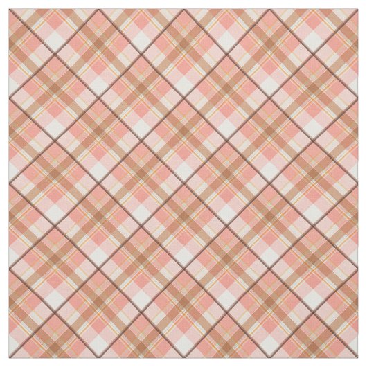 Pfirsichrotes Korallenweißes, Kariertes Muster Stoff (Muster)