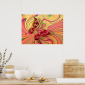 Pfirsichrotes Schmetterlingposter Poster (Küche)