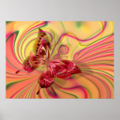 Pfirsichrotes Schmetterlingposter Poster (Vorne)