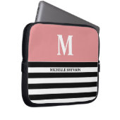 Pfirsichschwarz gestreiftes Notebook für Frauen od Laptopschutzhülle (Vorne Rechts)