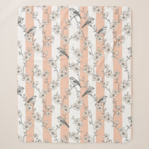 Pfirsichstreifen Blumen-Vogel Elegant (5) Sherpadecke