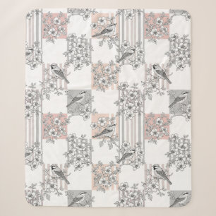 Pfirsichstreifen Blumen-Vogel Elegant (6) Sherpadecke